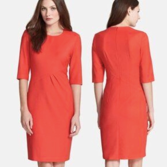 Boss Hugo Boss Re Orange Dipera Preppy Careerwear Sheath Midi Dress Size 6 - Picture 1 of 10